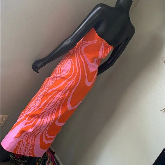 Fashion Nova Strapless New Lover Sweater MIDI Dress in Orange and Pink NWTs - Picture 7 of 11